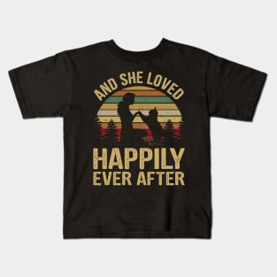 And She Loved Happily Ever After Cat Lover Kids T-Shirt